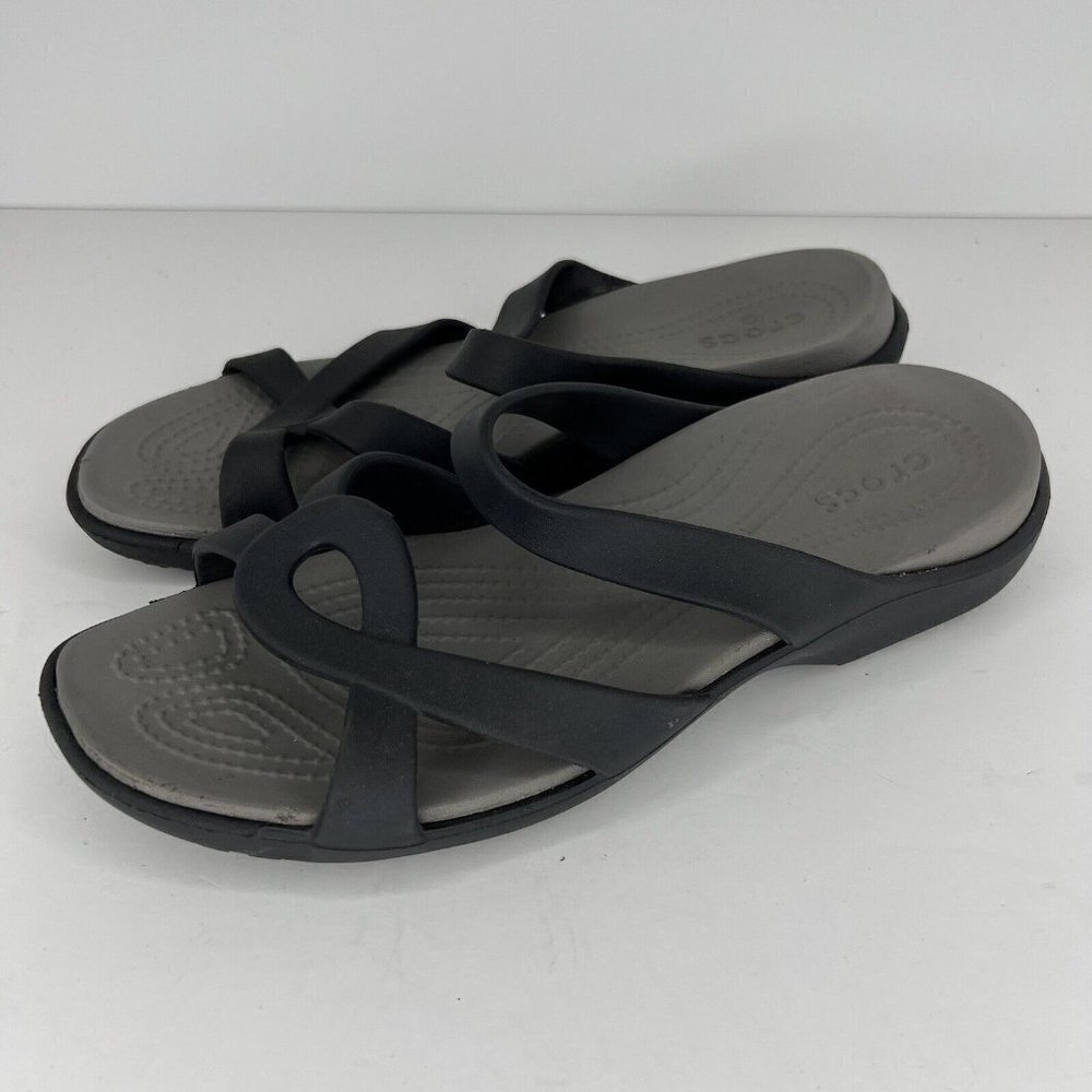 Crocs Meleen Twist Sandals Women's Size 10 Black Rubber Comfort Slip-Ons